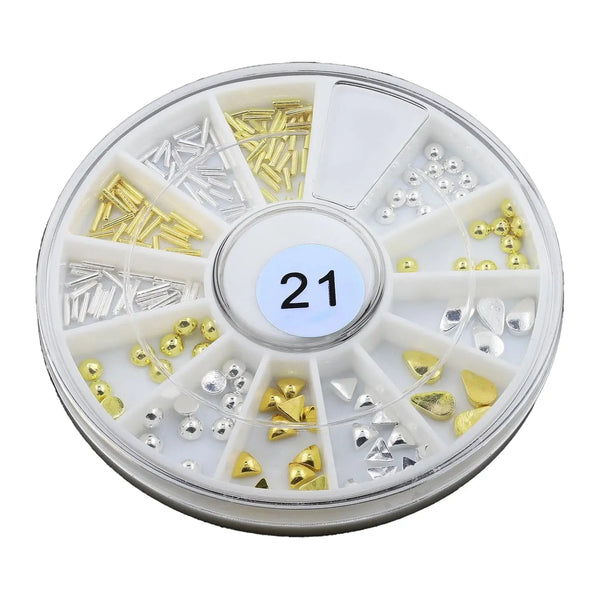 Metallic Nail Art Decals - Gold & Silver 3D Studs   Naio Nails