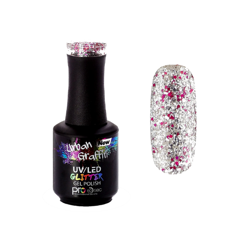 Tantsupõrand - UGGP-A0909 Roosa ja hõbedane sädelev geel-lakk Urban Graffiti 15ml